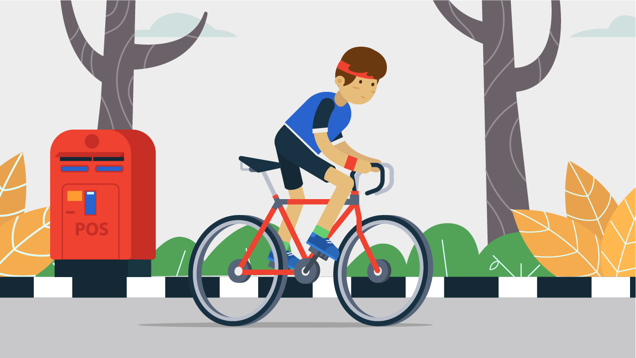 Bicycle Guy on road vector