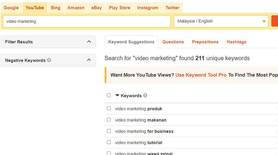 keyword research tool for video description