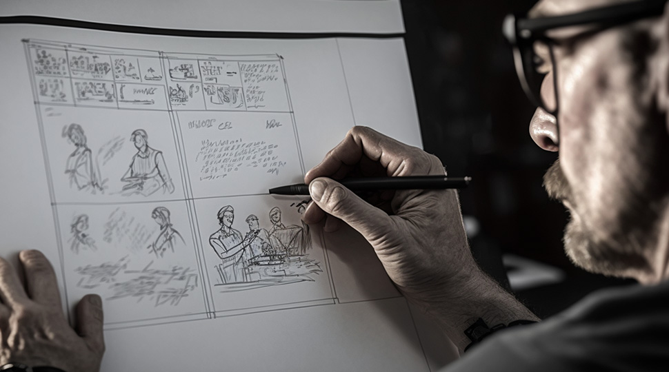 Storyboard Artist Doing Sketches of Scenes
