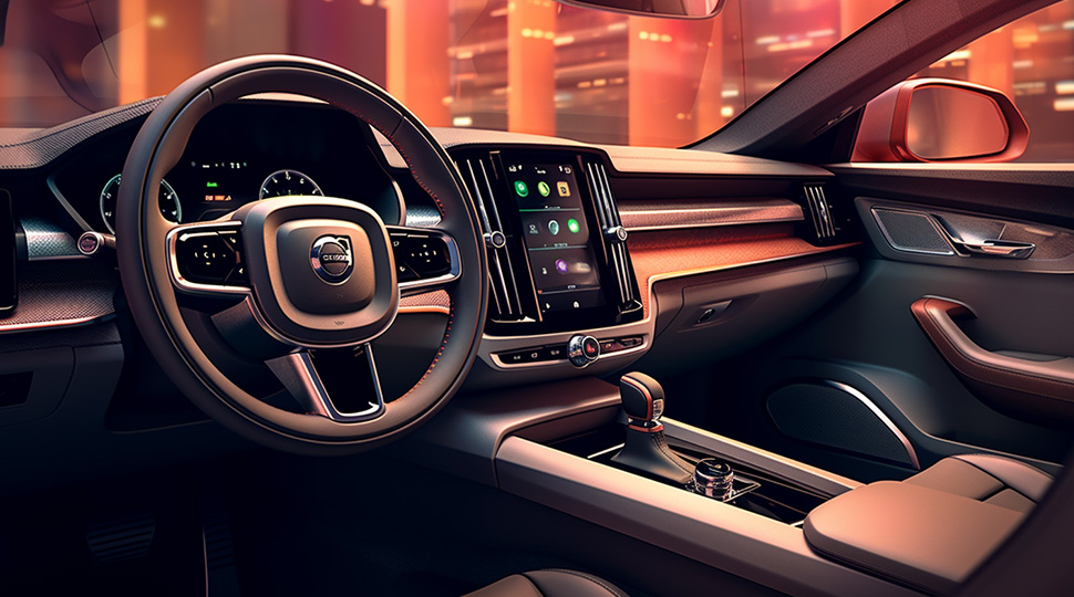 3d advertisement showing interior of car